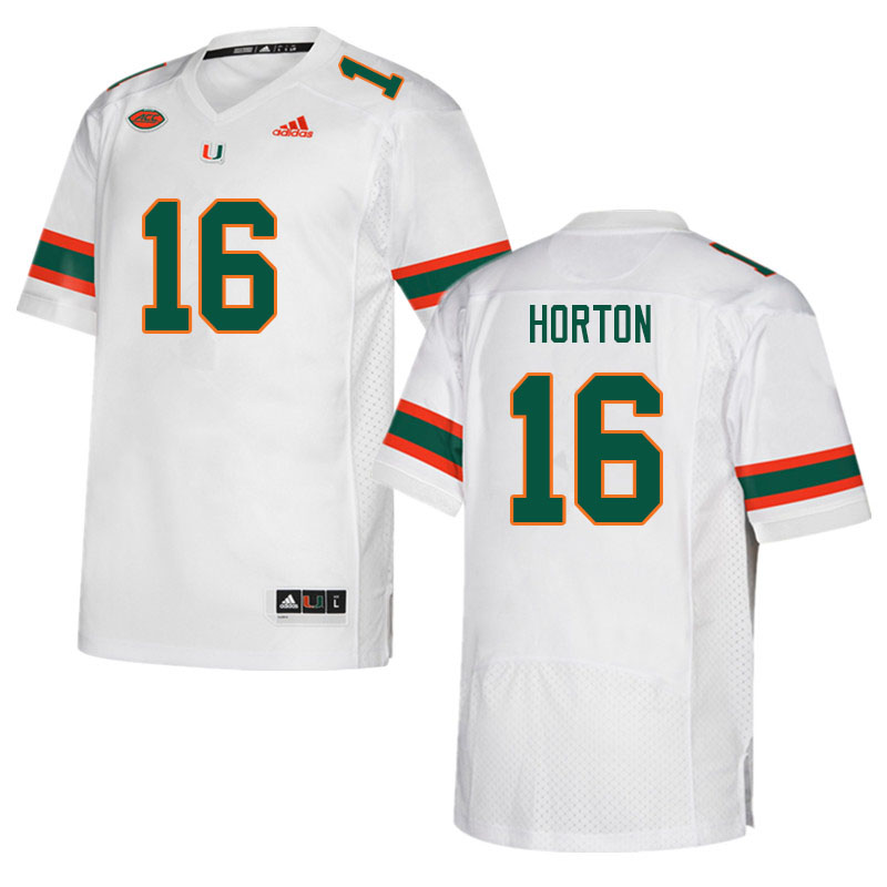 Men #16 Isaiah Horton Miami Hurricanes College Football Jerseys Sale-White - Click Image to Close